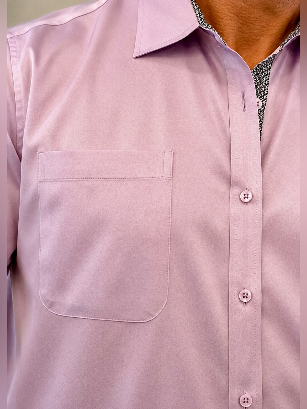Flex Men’s Lavender Button Down Shirt Large Short Sleeve Design in Italy - Picture 6 of 11